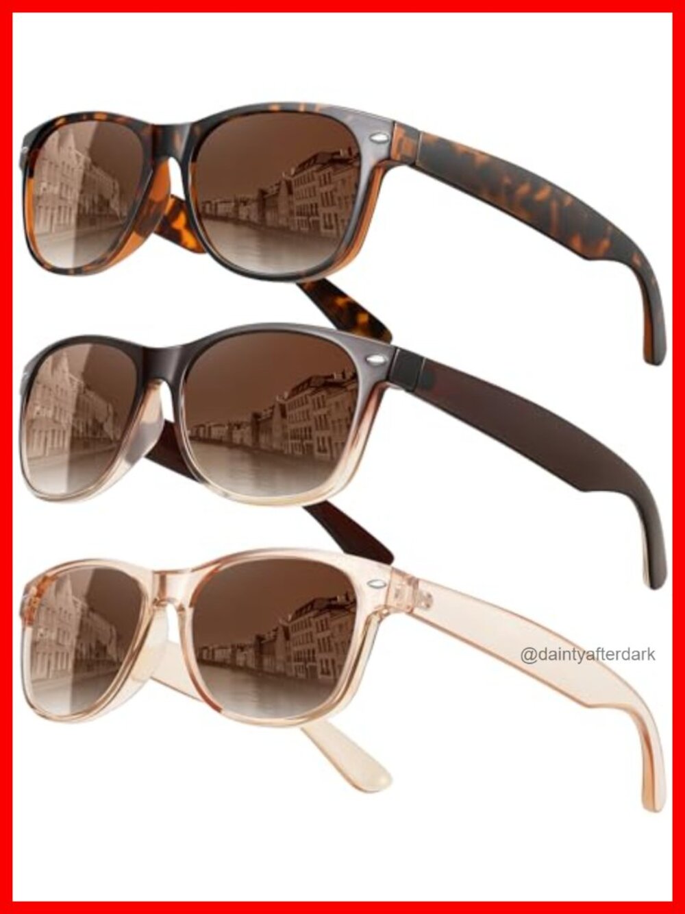 Polarized Sunglasses Retro Square Full-Frame UV400 3 Pack